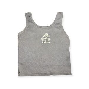 Obsessive Love Gray Cropped Mushroom Tank Top
